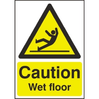 RS PRO Hazard Warning Sign CAUTION - WET FLOOR, Polypropylene, 210mm x 148mm, English 763-1759
