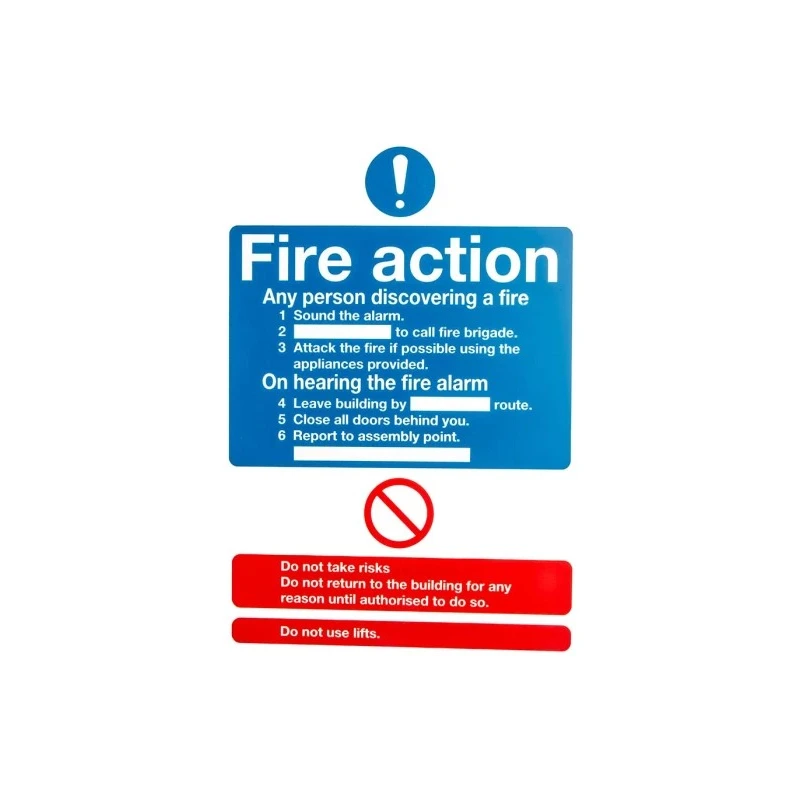 RS PRO Plastic Fire Safety Sign With English Text Fire Action Instructions 148mm x 210mm 763-1834