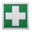 RS PRO Vinyl White Green Symbol First Aid Label 150mm Height 150mm Width W150mm