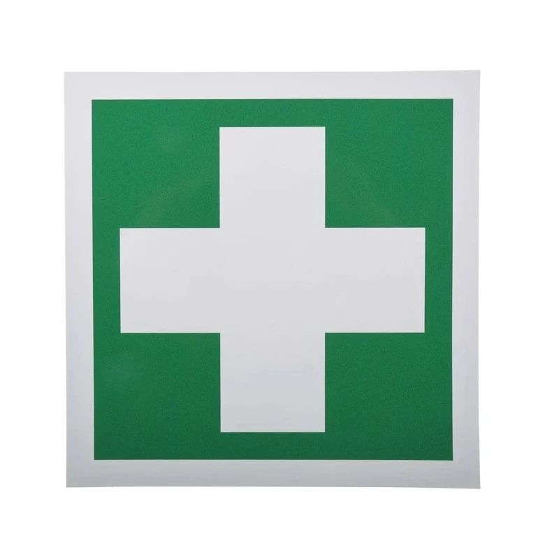 RS PRO Vinyl White Green Symbol First Aid Label 150mm Height 150mm Width W150mm