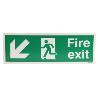 RS PRO Polyethylene Terephthalate Fire Exit Sign, English, 450mm x 150mm 763-1907