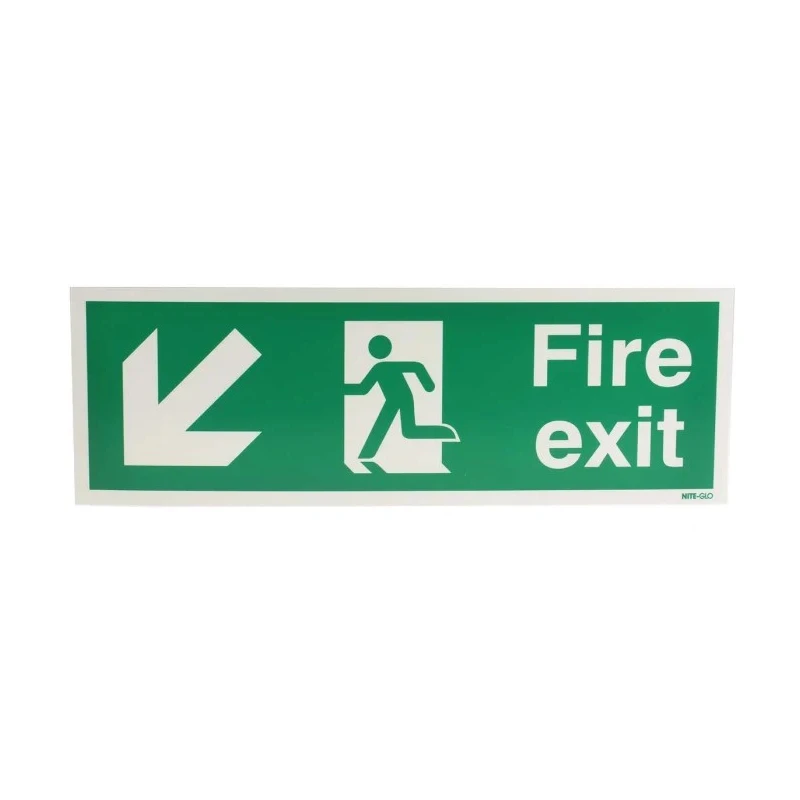 RS PRO Polyethylene Terephthalate Fire Exit Sign, English, 450mm x 150mm 763-1907