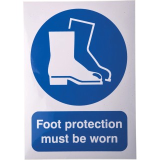 RS PRO Vinyl Mandatory Sign Foot Protection Must Be Worn Sign English Text 210mm x 148mm 763-2005