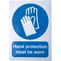 RS PRO Vinyl Mandatory Safety Sign Hand Protection Must Be Worn English Text 210x148mm 763-2017