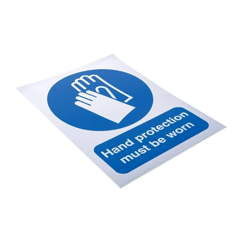 RS PRO Vinyl Mandatory Safety Sign Hand Protection Must Be Worn English Text 210x148mm 763-2017