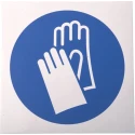 RS PRO Vinyl Mandatory Safety Gloves Sign 150mm x 150mm Self-Adhesive Blue White 763-2014