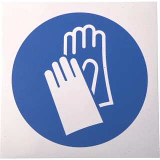 RS PRO Vinyl Mandatory Safety Gloves Sign 150mm x 150mm Self-Adhesive Blue White 763-2014