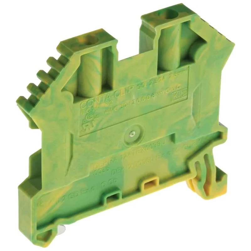 RND RS PRO Earth Terminal Block Green Yellow 2.5mm² 1-Level Screw Termination 5.1mm Pitch 762-2534