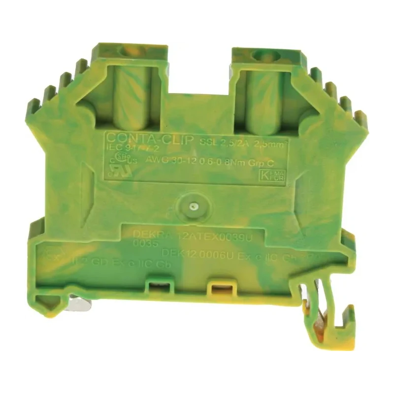 RND RS PRO Earth Terminal Block Green Yellow 2.5mm² 1-Level Screw Termination 5.1mm Pitch 762-2534