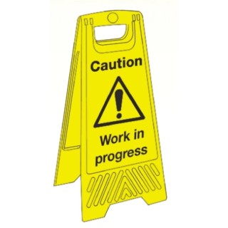 RS PRO Folding Hazard Warning Sign Caution Work In Progress Polyvinyl Chloride 630mm Height 300mm Width 763-2187