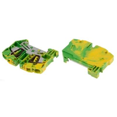 RS PRO Earth Terminal Block Green Yellow 6mm² 1-Level Spring Clamp 600V 763-7514