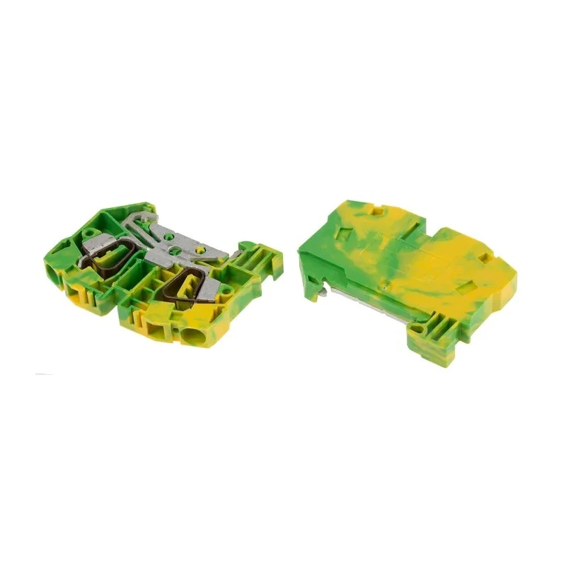 RS PRO Earth Terminal Block Green Yellow 6mm² 1-Level Spring Clamp 600V 763-7514