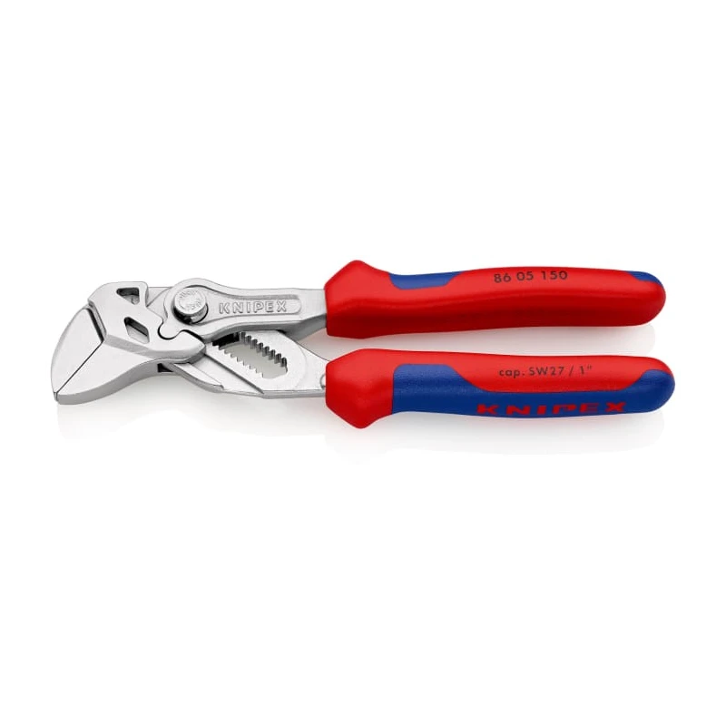 Knipex 1-Piece Plier Wrench Smooth Jaw, Chrome Vanadium Steel, Plastic Handle, 150mm Overall Length Model 86 05 150