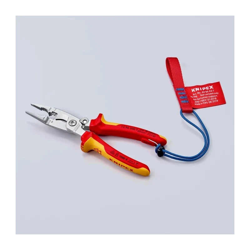 Knipex Combination Plier, 200mm Overall Length, Tool Steel, Chrome Finish, Comfortable Grip, VDE/1000V Approved 13 96 200