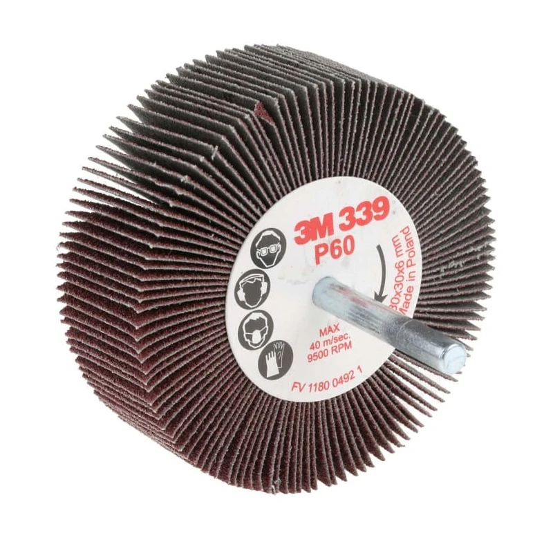 3M Aluminium Oxide Flap Wheel 80 mm Diameter 30 mm Face Width P60 Grit Max 9500 RPM FC110075858