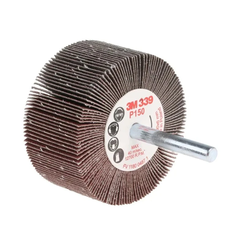 3M 339 Aluminium Oxide Abrasive Wheel Flap Wheel, 60 mm Diameter, 30 mm Face Width, P150 Grit, Maximum Safe FC110075809