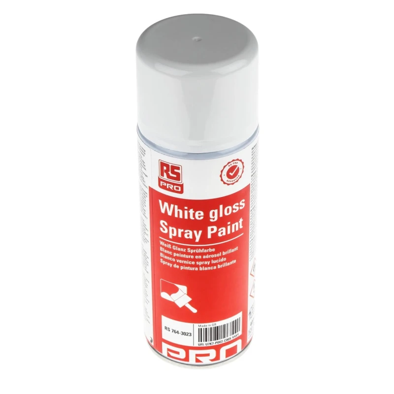 RS PRO White Gloss Spray Paint 400 ml Aerosol Can, White Colour, Gloss Finish 764-3023