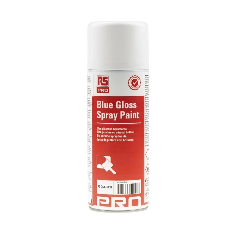 RS PRO Blue Gloss Spray Paint Acrylic Base 400 ml Aerosol with High Coverage and Anti-Corrosion 764-3058
