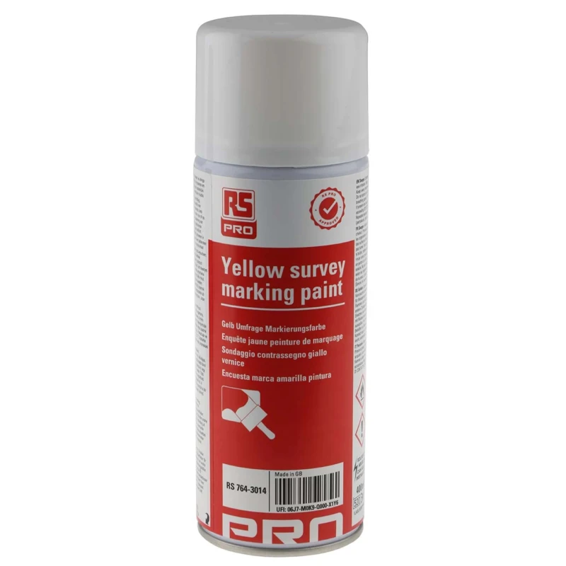 RS PRO 400 ml Yellow Spray Paint Acrylic Base RoHS Compliant 764-3014