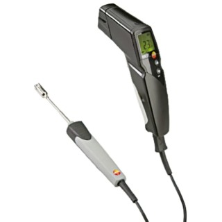 Testo Infrared Thermometer 830-, -30°C to 400°C Measurement Range, ±1.5°C Accuracy, Adjustable Emissivity, 9V Battery T2-Set