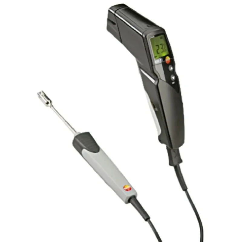 Testo Infrared Thermometer 830-, -30°C to 400°C Measurement Range, ±1.5°C Accuracy, Adjustable Emissivity, 9V Battery T2-Set