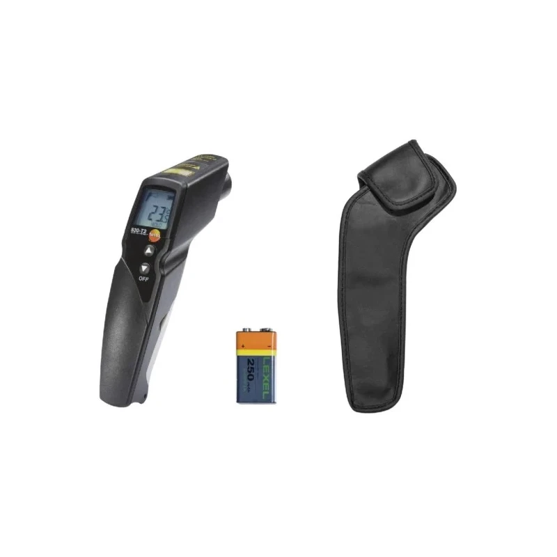 Testo Infrared Thermometer 830-, -30°C to 400°C Measurement Range, ±1.5°C Accuracy, Adjustable Emissivity, 9V Battery T2-Set