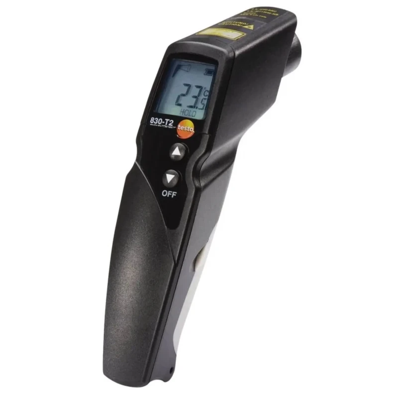 Testo Infrared Thermometer 830-, -30°C to 400°C Measurement Range, ±1.5°C Accuracy, Adjustable Emissivity, 9V Battery T2-Set