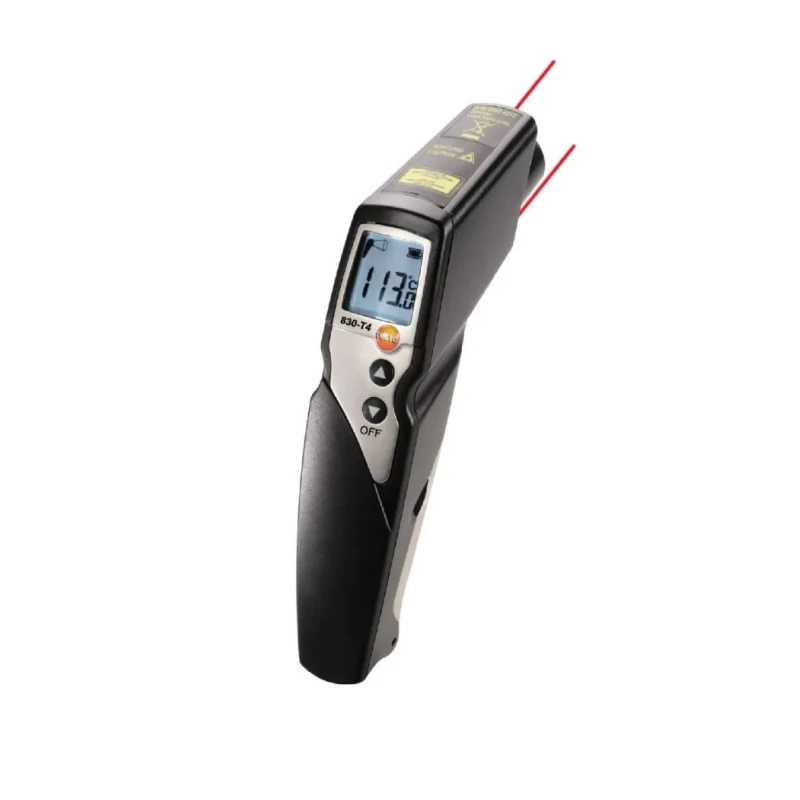 Testo Infrared Thermometer 830-T4, -30°C to 400°C Temperature Range, ±1°C Accuracy, 30:1 Distance Spot Ratio, 9V 0560 8314