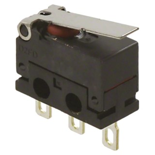 Omron Hinge Lever Micro Switch, Dust Proof Ultra Subminiature, 2A 30V DC, Solder Lug Terminal, Rubber Housing D2FD-2L1-1H