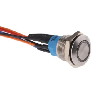 APEM AV Series Illuminated Push Button Switch Momentary Panel Mount 19.2 mm Cutout SPDT Blue LED IP67 30 V dc AV9112F1020840K