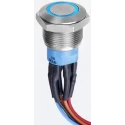 APEM AV Series Illuminated Push Button Switch Momentary Panel Mount 19.2 mm Cutout SPDT Blue LED IP67 30 V dc AV9112F1020840K