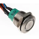 APEM AV Series Illuminated Push Button Switch, Momentary, Panel Mount, 19.2 mm Cutout, SPDT, Green LED AV9V12F1020840K