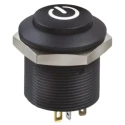Apem FP Series Illuminated Push Button Switch, DPDT, Panel Mount, 24.2 mm Cutout, Black Actuator, Red and FPAR3D1422F12N9