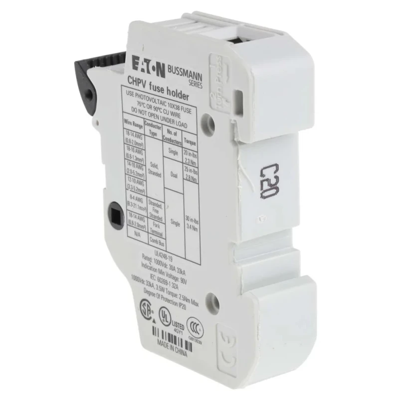 Eaton 30A Rail Mount Fuse Holder for A2 Fuse Size, 1P-Pole, 1kV CHPV1U