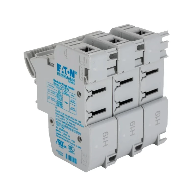 Eaton 50A Rail Mount Fuse Holder for A2 Size, 3-Pole, 690V AC CH143DU