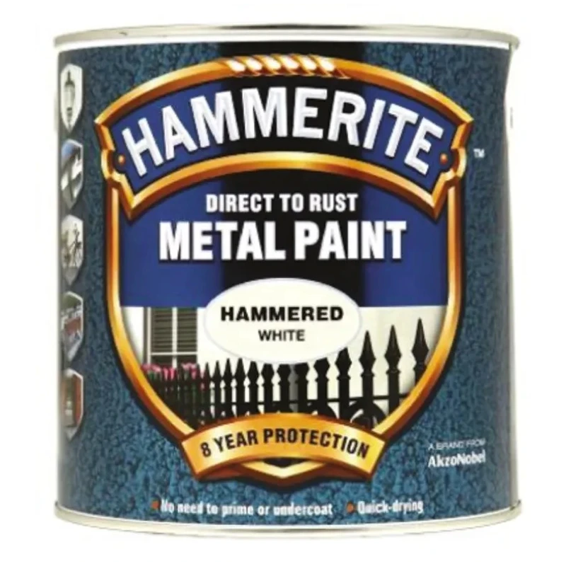 Hammerite Direct to Rust Paint Hammered Finish White 2.5 L 5084839