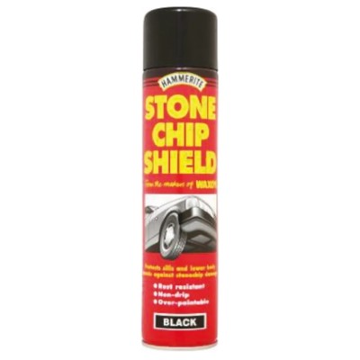 Hammerite 600 ml Black Spray Paint Stone Chip Shield Aerosol 5092832