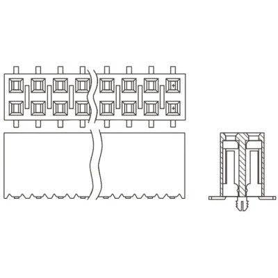 Samtec PCB Socket 8-Contact, 2 Row, 2.54 mm Pitch, Surface Mount, Straight Orientation SSM-104-L-DV
