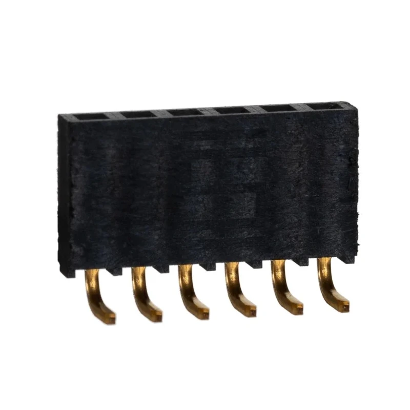 Samtec SSQ Series Right Angle Through Hole PCB Socket, 6-Contact, 1 Row, 2.54 mm Pitch, 6.3A Current SSQ-106-02-G-S-RA