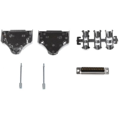 MH Connectors 25 Way Straight D-Sub Connector 250V 5A Steel Housing MHDM25-DM25P-K
