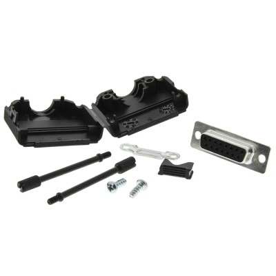 MH Connectors 15 Way Straight D-Sub Connector, 250V, 5A Current, Polyamide 66 Housing MHDPPK15-DB15S-K