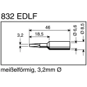 Ersa 3.2 mm Chisel 46 mm Soldering Iron Tip for Power Tool 0832EDLF/SB