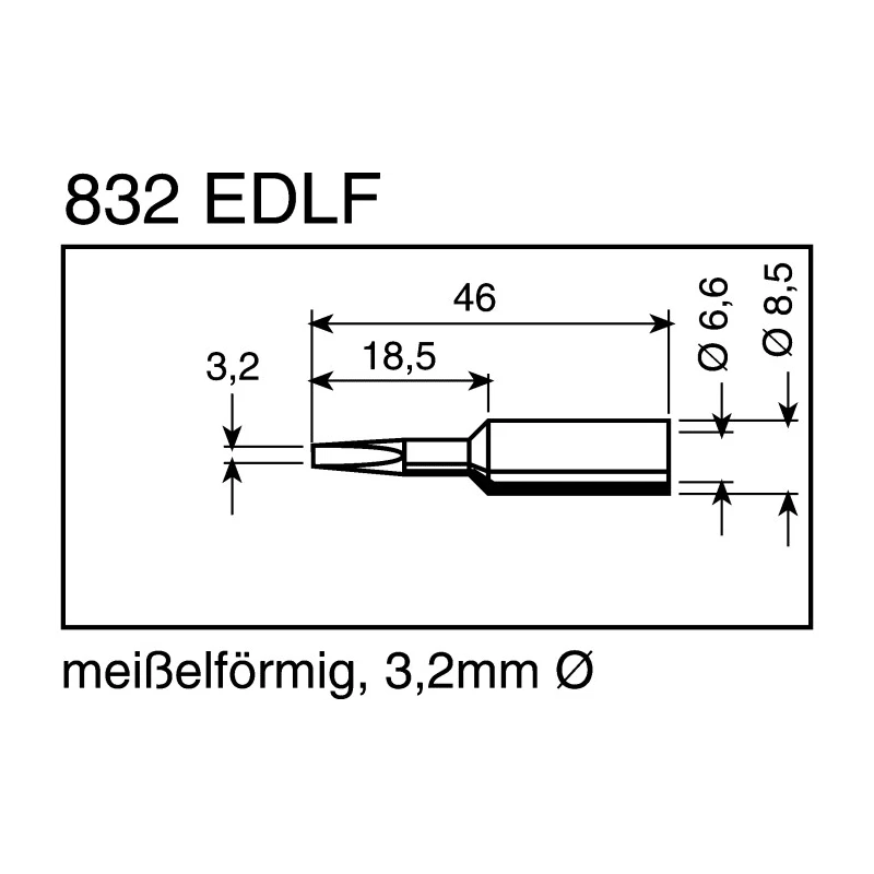 Ersa 3.2 mm Chisel 46 mm Soldering Iron Tip for Power Tool 0832EDLF/SB