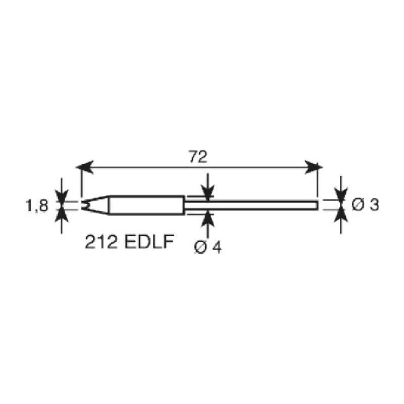 Ersa 1.8 mm Chisel Tip 72 mm Soldering Iron Tip for use with Micro Tool 0212EDLF/SB