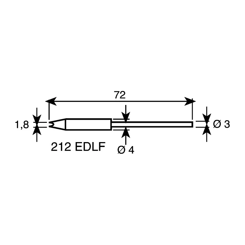 Ersa 1.8 mm Chisel Tip 72 mm Soldering Iron Tip for use with Micro Tool 0212EDLF/SB