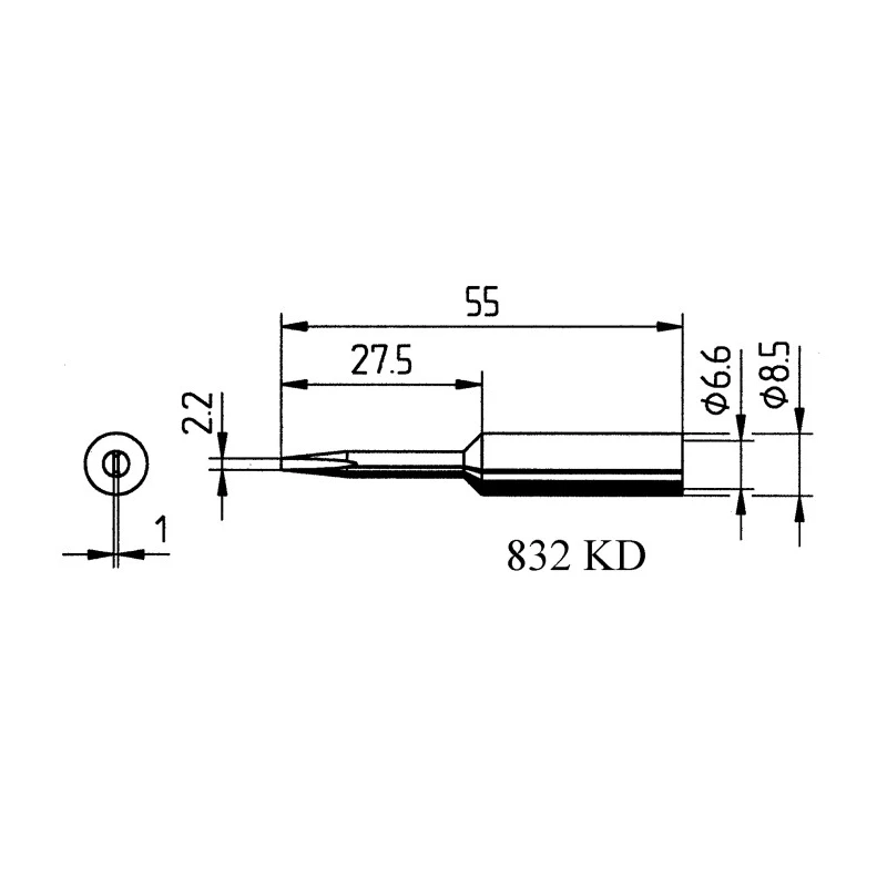 Ersa 1 x 2.2 mm Chisel 55 mm Soldering Iron Tip for Power Tool 0832KDLF/SB