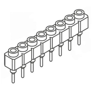 Samtec SS Series 8-Contact, 1 Row Straight Through Hole PCB Socket, 2.54 mm Pitch, Gold Plated Contacts SS-108-T-2-N