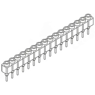 Samtec SS Series Straight Through Hole 16-Contact PCB Socket, 1 Row, 2.54 mm Pitch, 12A Current SS-116-T-2-N