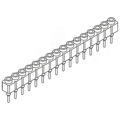 Samtec SS Series Straight Through Hole 16-Contact PCB Socket, 1 Row, 2.54 mm Pitch, 12A Current SS-116-T-2-N