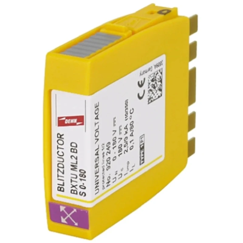 Dehn Surge Arrester 180 V DC, 127 V AC Maximum Voltage, 20 kA Maximum Surge Current Lightning Arrester BXTU ML2 BD S 0-180
